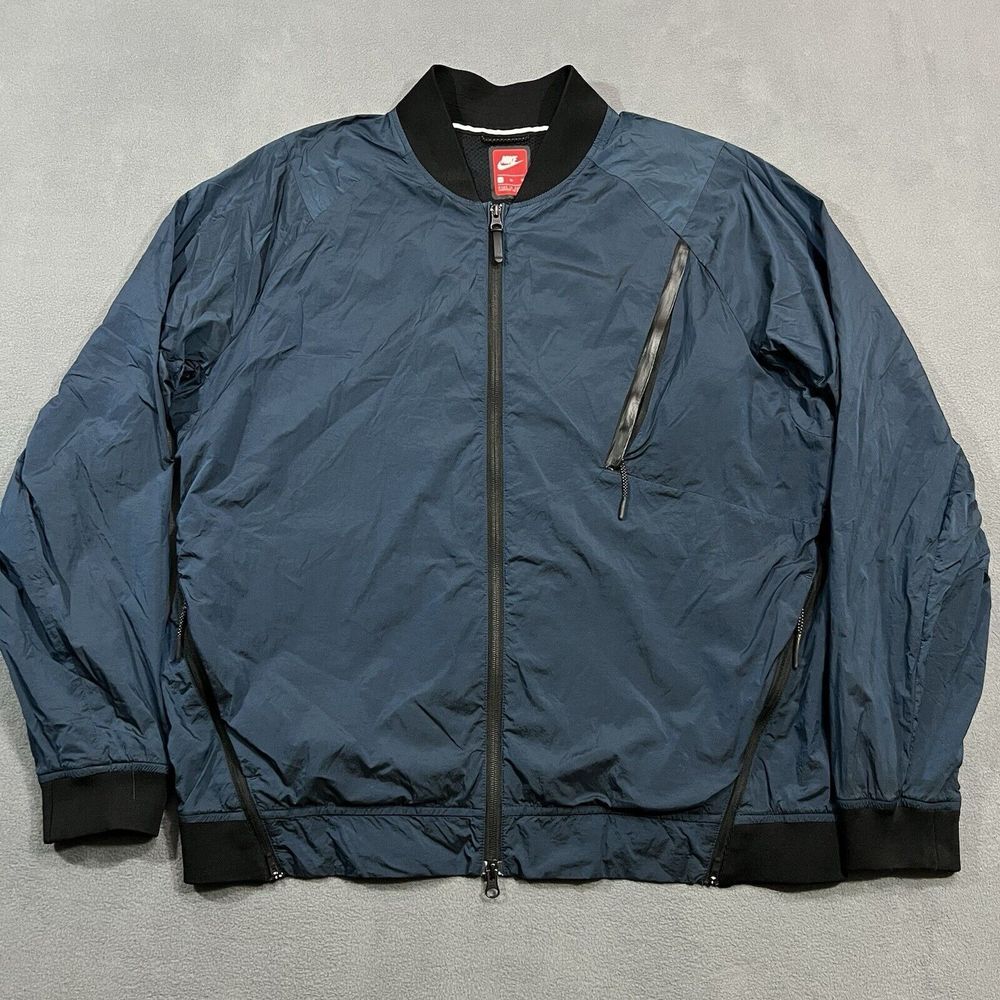 Nike Windbreaker Jacket Mens XL Blue Tech Hypermesh Varsity Bomber Vented Active